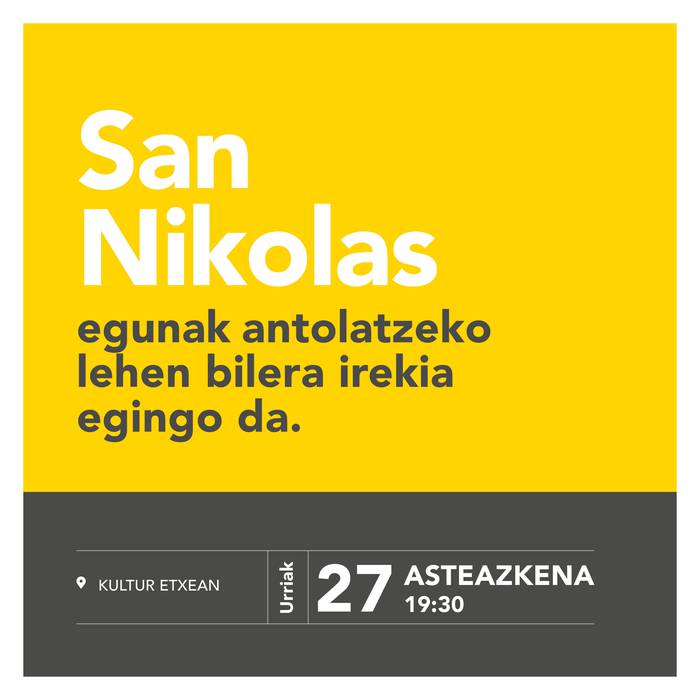 Sanikolasak antolatzeko bilera irekia