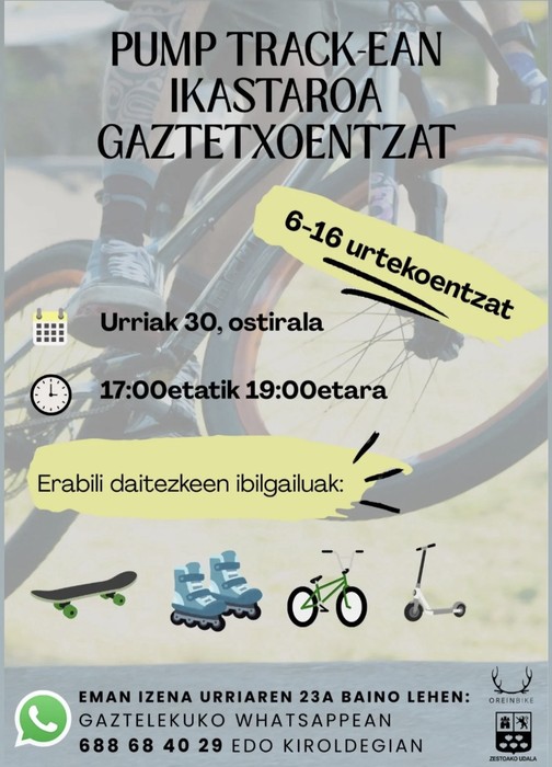 Pump trackean ikastaroa gaztetxoentzat