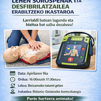 Lehen sorospenak eta desfibrilatzailea erabiltzeko ikastaroa