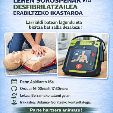 Lehen sorospenak eta desfibrilatzailea erabiltzeko ikastaroa