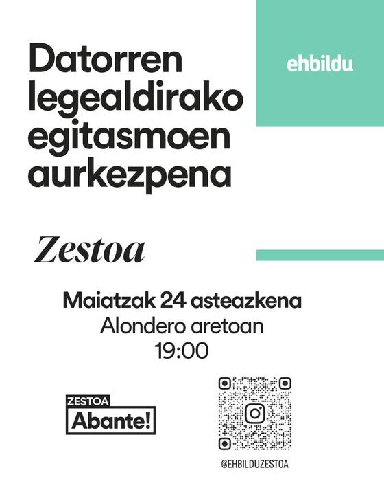 Datorren legealdirako Zestoako EH Bilduren programaren aurkezpena