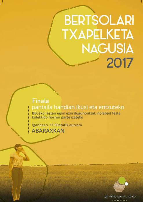 Bertsolari Txapelketa Nagusia pantaila handian eskainiko dute Abaraxka Aterpetxean