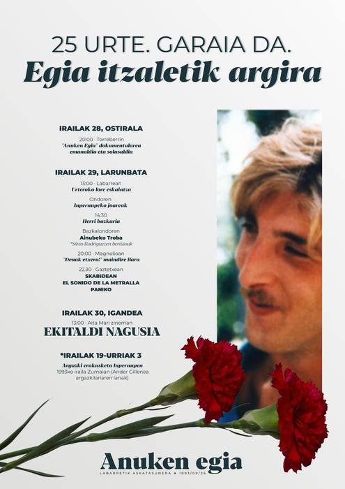 Xabier Kalparsororen heriotzak argitu gabe jarraitzen duela gogoratuko dute Zumaian iraileko azken asteburuan