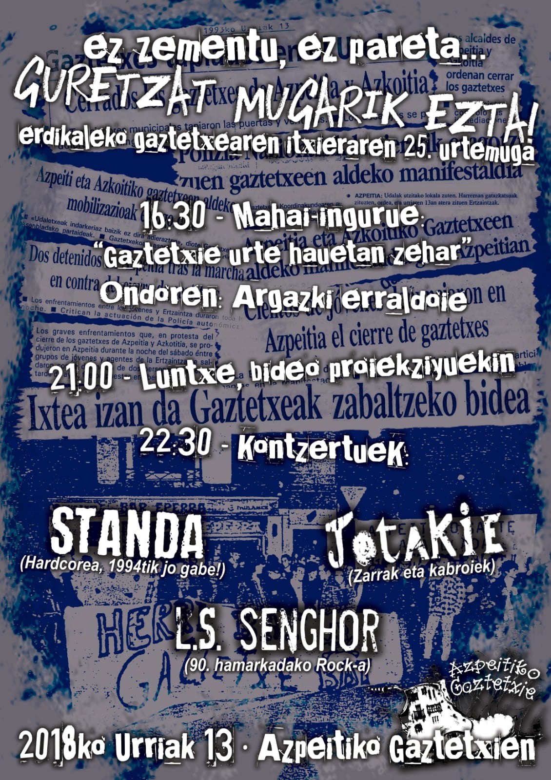 Gaztetxeen ibilbidea ekarriko dute gogora, Erdikaleko gaztetxearen itxieraren 25. urtemugan