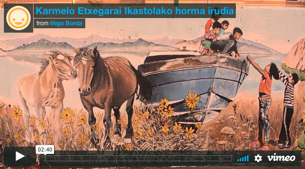 HARA! Karmelo Etxegarai Ikastolan egindako horma irudiaren prozesua bideoan jaso du Iñigo Bordak