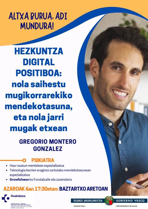 Hitzaldia: 'Hezkuntza digital positiboa: nola saihestu mugikorrekiko mendekotasuna eta nola jarri mugak etxean'