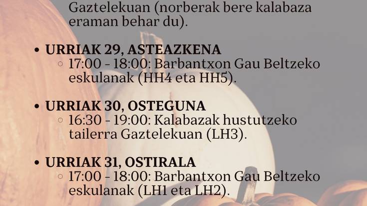 Gau Beltza : Kalabazak husteko tailerra