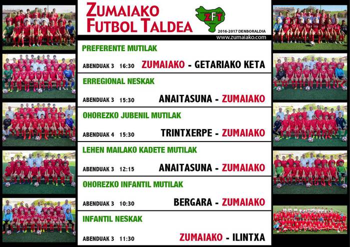 Preferentearen ordutegia zuzenduta // Zumaiako Futbol Taldearen partiduak. 