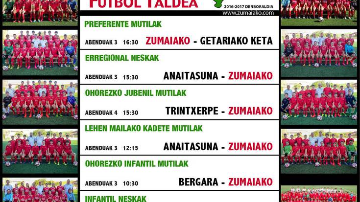 Preferentearen ordutegia zuzenduta // Zumaiako Futbol Taldearen partiduak. 