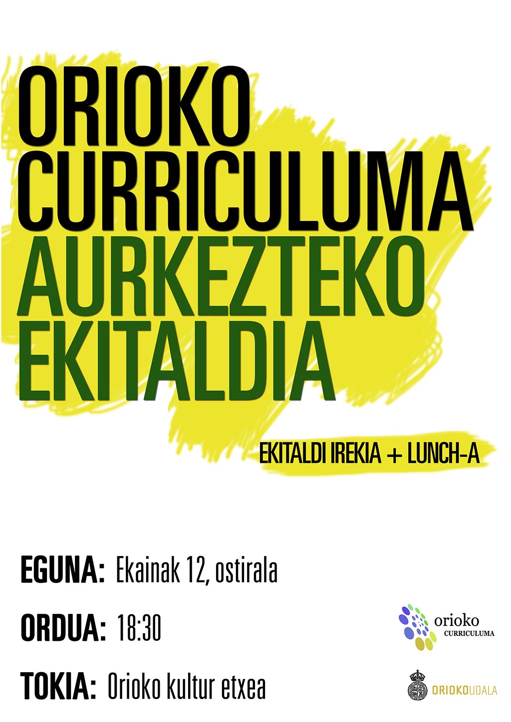Kartelak: Orioko curriculuma aurkezteko ekitaldia