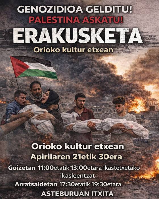 Erakusketa: 'Genozidioa gelditu! Palestina askatu!'