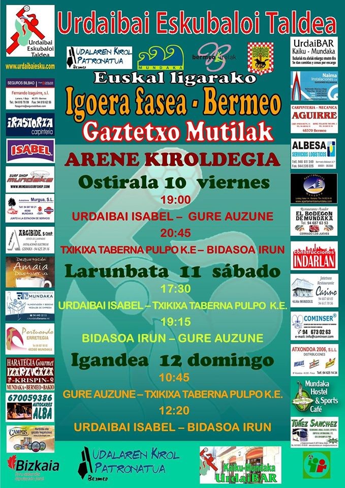 Txikixa Taberna Pulpok kadete mutilen igoera fasea Bermeon jokatuko du