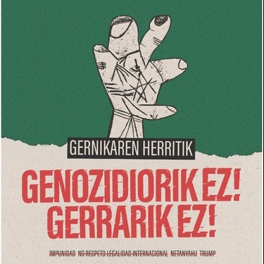 Elkarretaratzea: 'Gernikaren herritik, genozidiorik ez! Gerrarik ez!'
