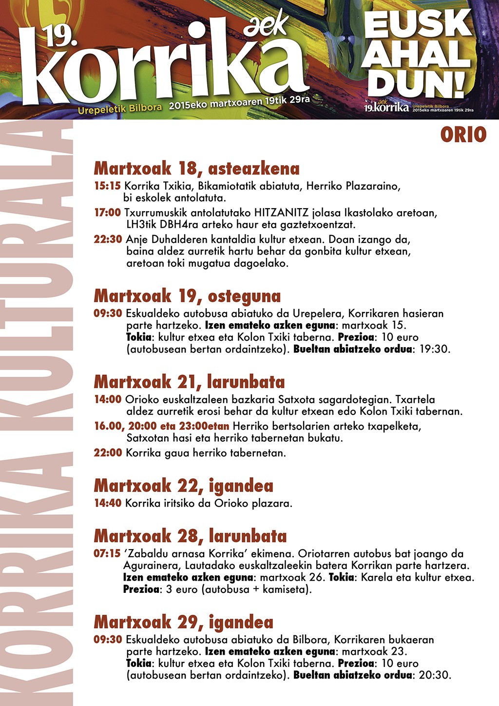 Kartelak: Korrika kulturalaren programa