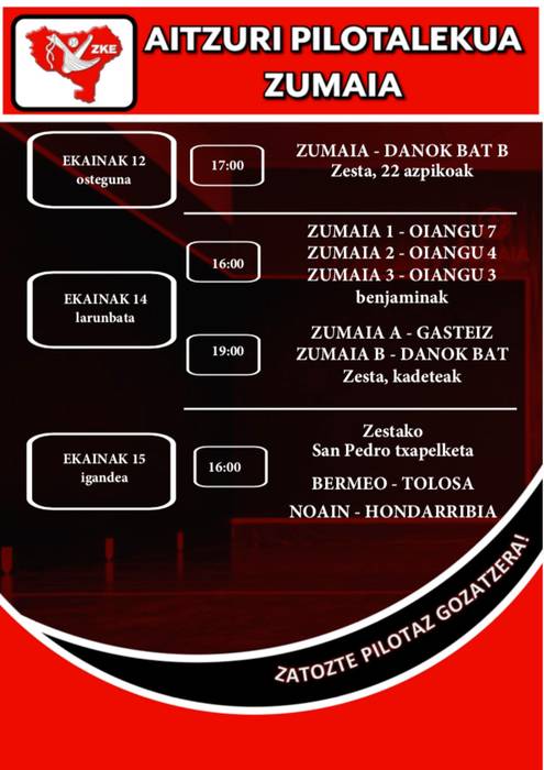 Aste honetako pilota partidak