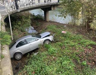 Auto bat ibaira erori da, eta gidaria arin zauritu da