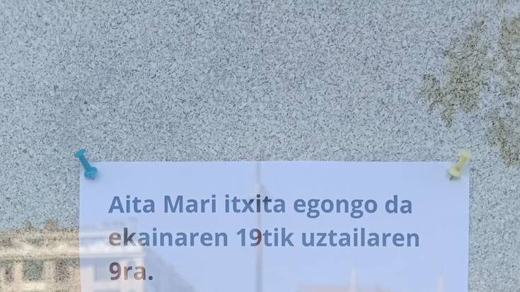 Aita Mari aretoa itxita egongo da uztailaren 9ra arte