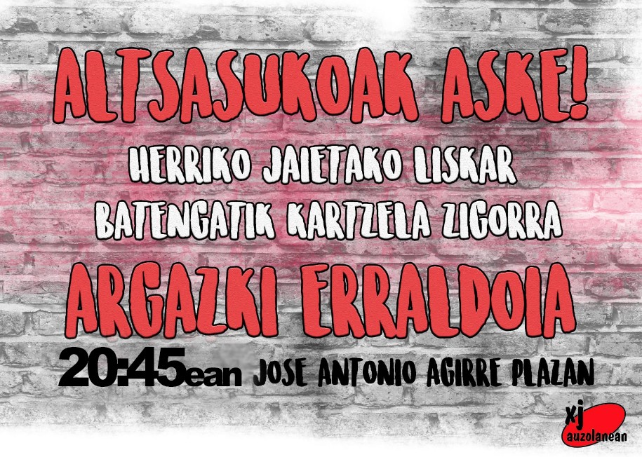 Altsasuko gazteen kontrako epaia salatzeko argazki erraldoia  aterako dute gaur Sanjuandegin