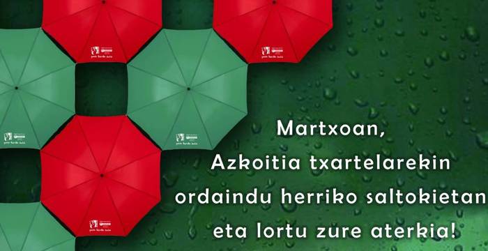 Herrixeneko aterkia opari, Azkoitia txartelarekin ordainduta