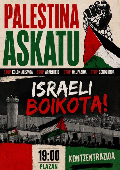 Elkarretaratzea: 'Palestina askatu. Israeli boikota!'