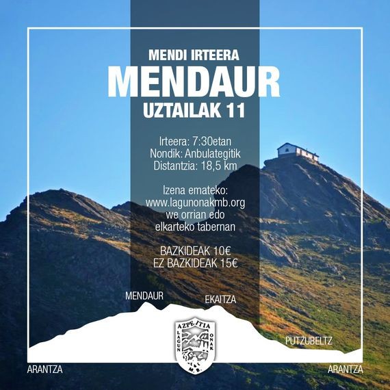 Mendaurrera irteera antolatu du Lagun Onak MBk hilaren 11rako