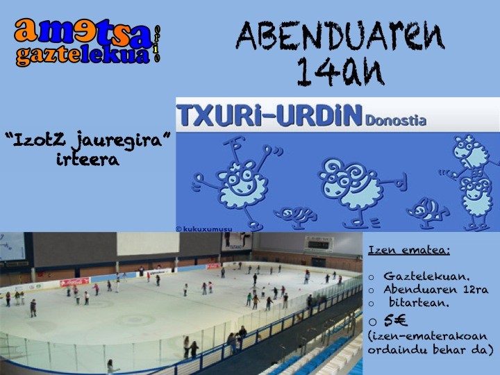 Ametsa gaztelekuak, abenduaren 14an Donostiako Izo