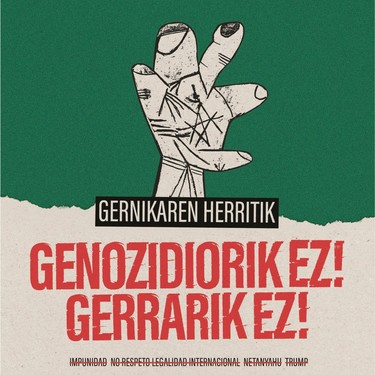 Elkarretaratzea: 'Gernikaren herritik, genozidiorik ez! Gerrarik ez!'