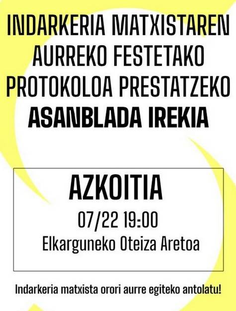 Festei begira, eraso matxisten aurkako protokoloa ontzeko bilera