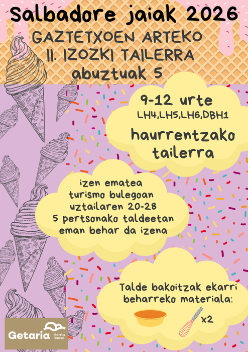 Gaztetxoen arteko II. izozki tailerra