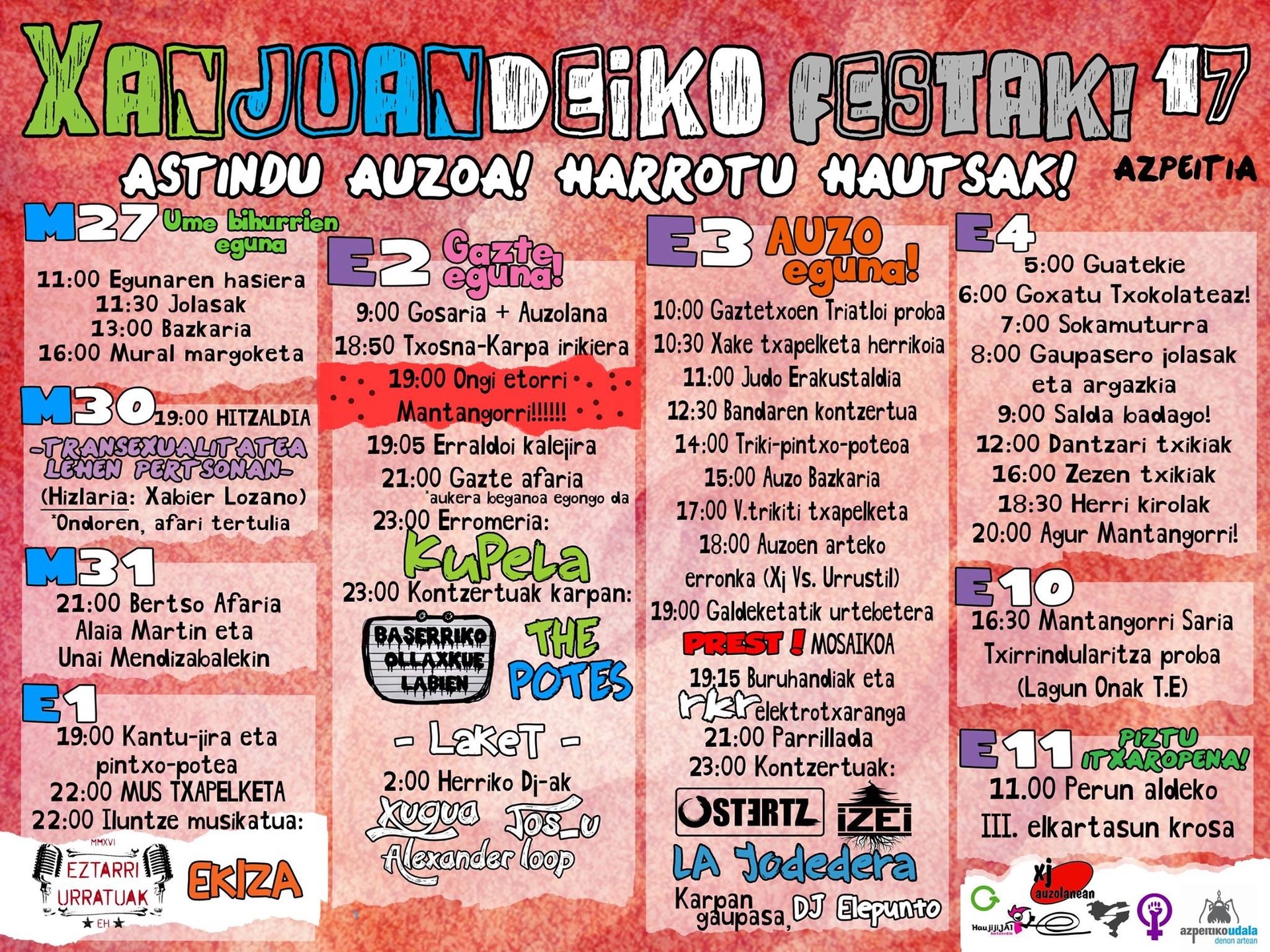 Dantzatzeko, parte hartzeko, aldarrikatzeko eta ondo pasatzeko egitaraua, Sanjuadegiko festetarako