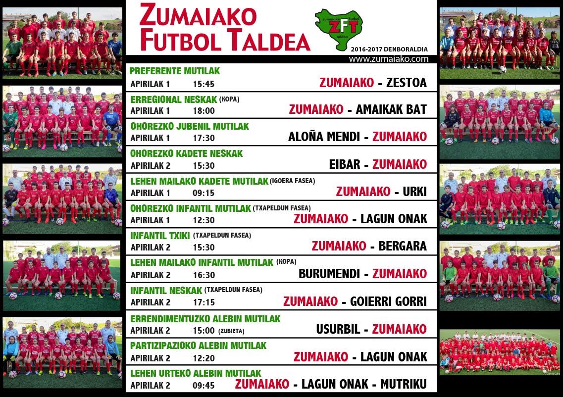 Astebukaerako Zumaiko Futbol Taldearen partiduak