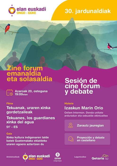 Ikus-entzunezkoa: 'Tekuanak, uraren xinka gordetzaileak' zineforuma eta solasaldia