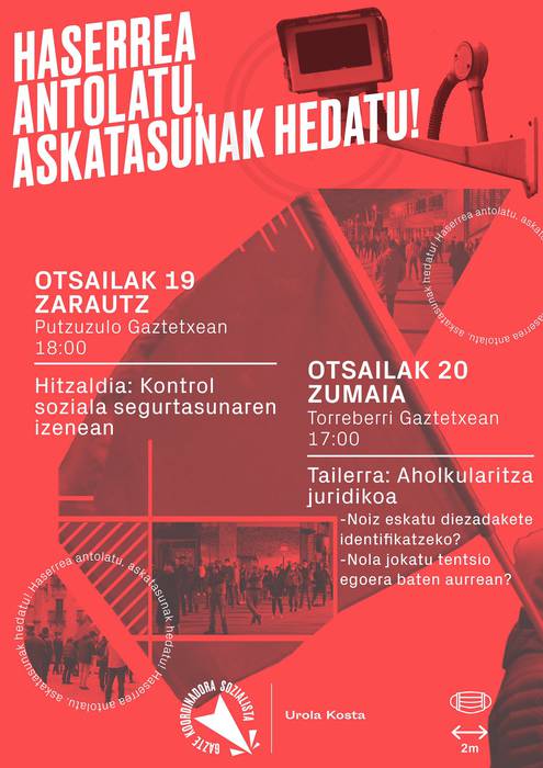 'Kontrol soziala segurtasunaren izenean' hitzaldia, GKSk antolatuta