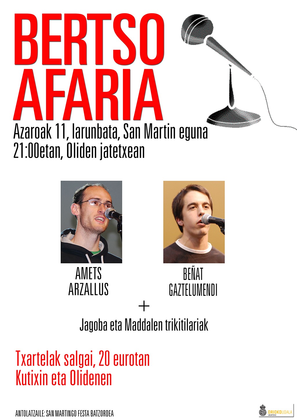 Bertso afaria San Martin egunean