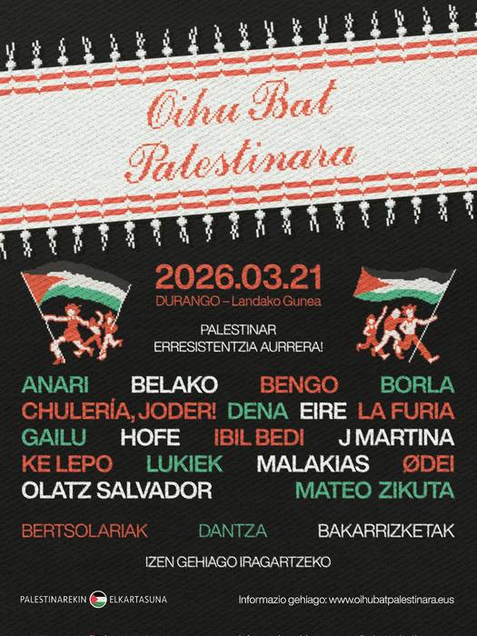 "Oihu bat Palestinara" kultur ekimena, martxoaren 21ean