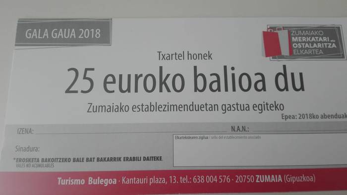 Zozkatu ditugu Gala Gaueko erosketa txartelak