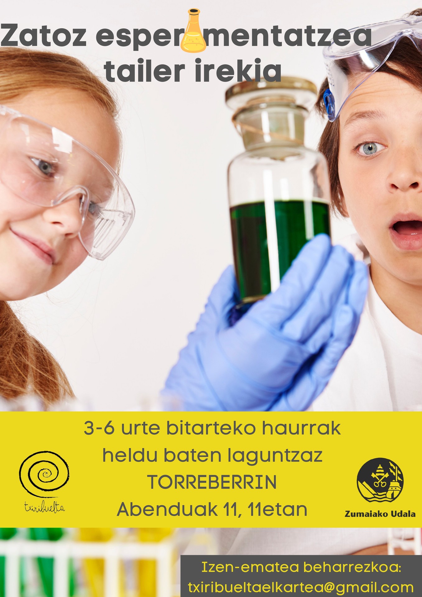 'Familian esperimentatzea' tailerra, 3-6 bitarteko haurrentzat