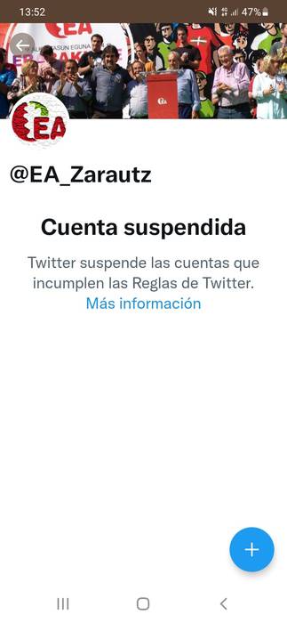 Zarauzko Eusko Alkartasunaren Twitter kontua eten dute