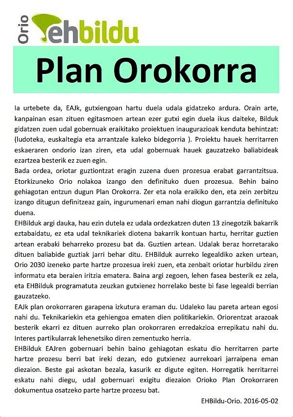 PLAN OROKORRA