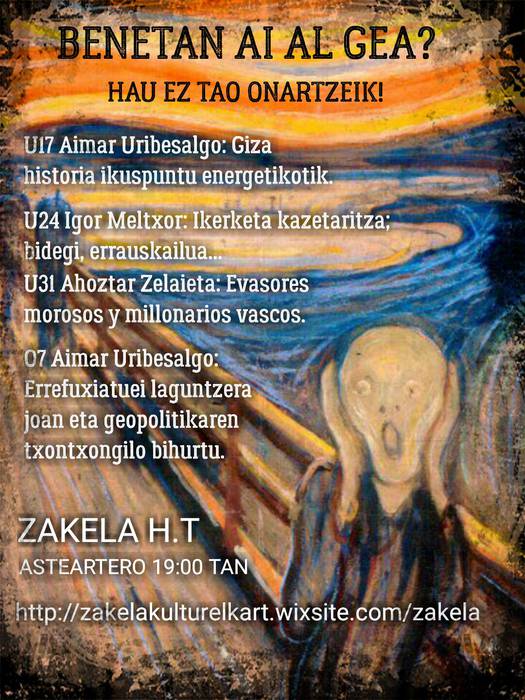 Hitzaldi sorta "Benetan ai al gea? Hau ez tao onartzeik!" izenburupean