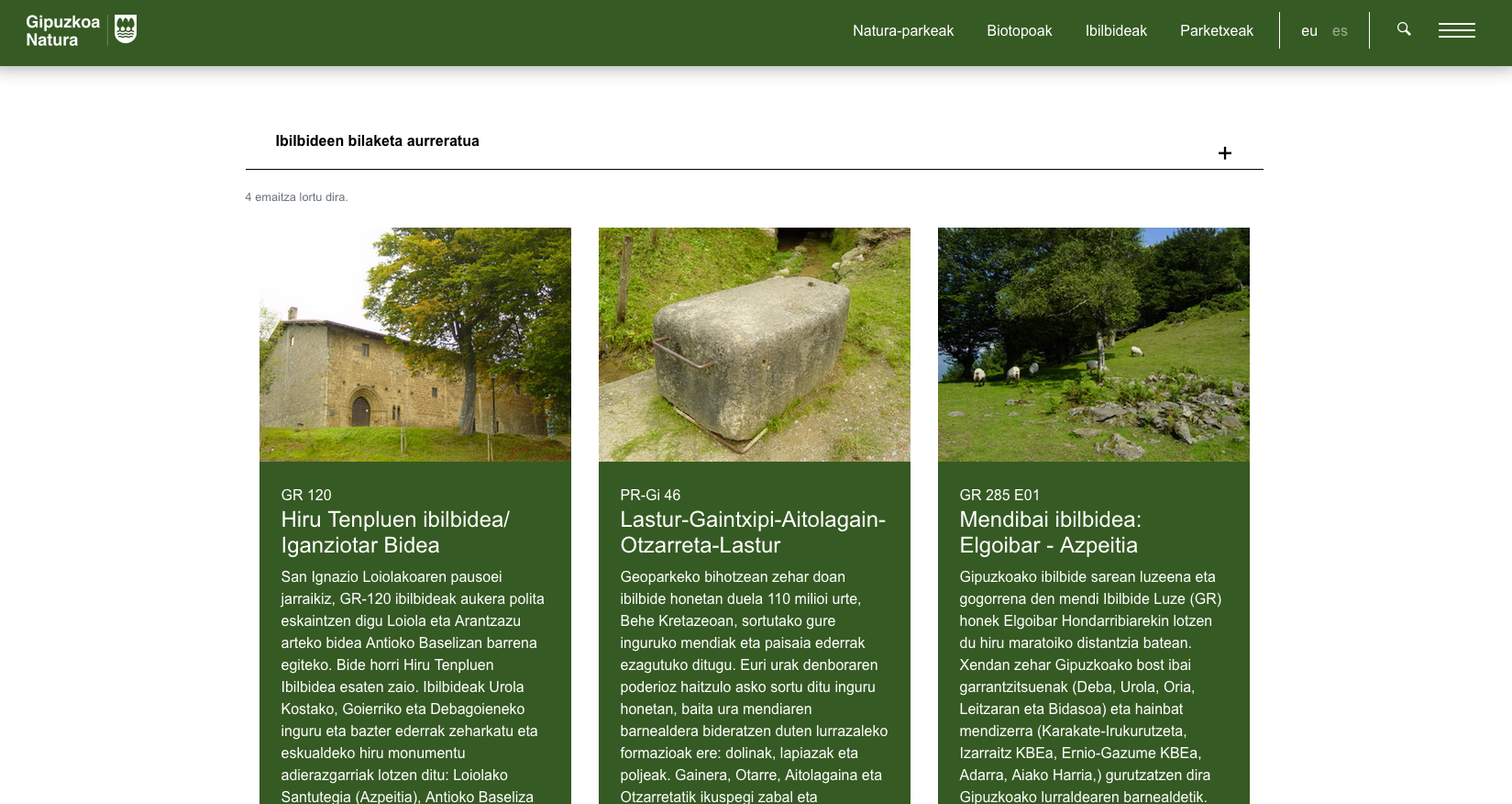 HARA! Herritik igarotzen den hainbat ibilbide jaso dute 'Gipuzkoanatura' webgunean