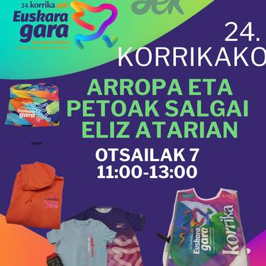 24. Korrikako arropa eta petoak eskuratzeko mahaia