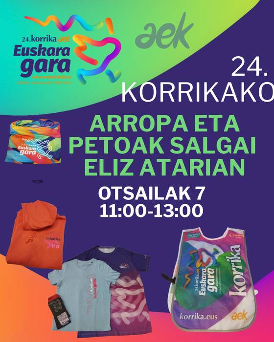 24. Korrikako arropa eta petoak eskuratzeko mahaia