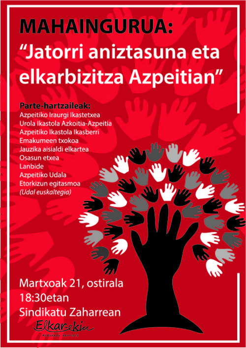 Jatorri aniztasunaz eta elkarbizitzaz mahai-ingurua izango da gaur arratsaldean