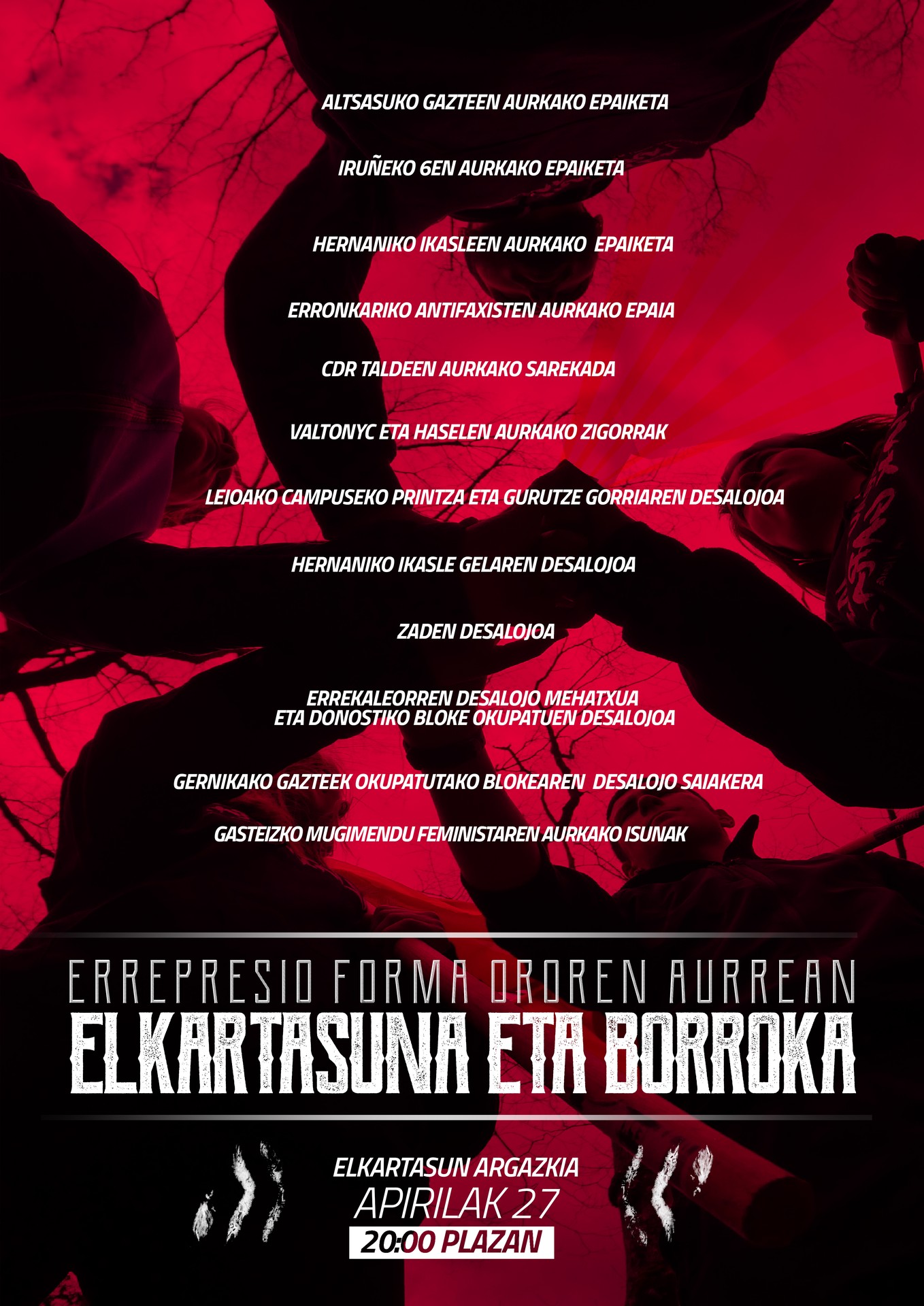 Errepresio kasuen aurrean, elkartasun argazkia eta borroka
