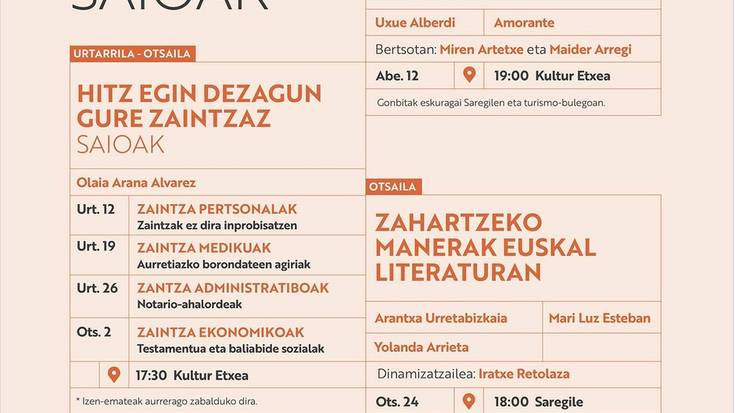 Zaintzak Plazara: 'Zahartzeko manerak euskal literaturan' hitzaldia