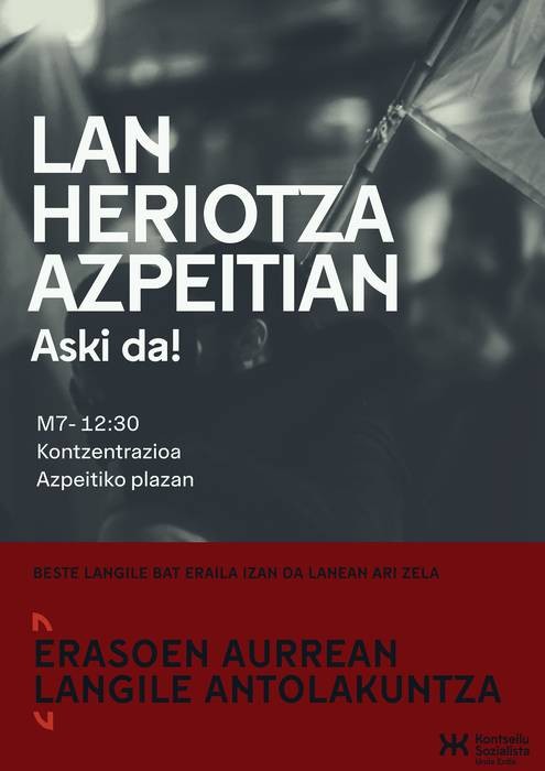 GKSk bat egin du Kontseilu Sozialistak biharko deitutako elkarretaratzearekin