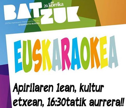 Euskaraokea antolatu dute larunbaterako