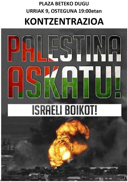 Elkarretaratzea: 'Palestina askatu. Israeli boikot!'