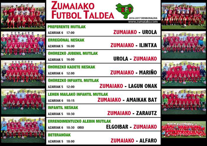 Astebukaerako Zumaiako Futbol Taldearen partiduak